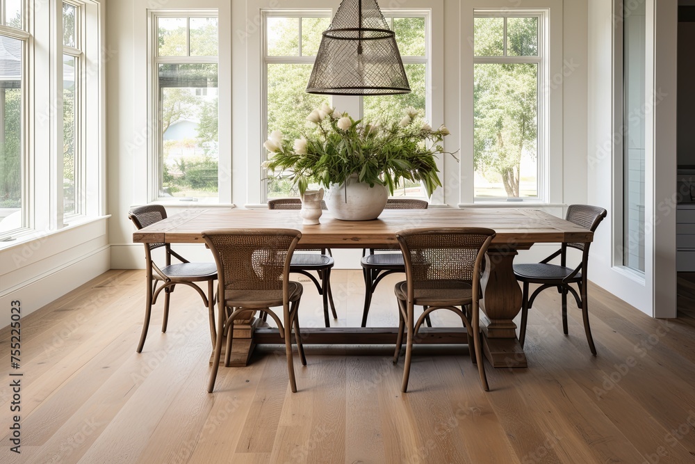 Hardwood Haven: Modern Farmhouse Dining Room Inspo with Earthy Vibes