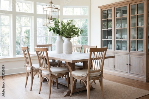 Modern Farmhouse Dining Room Inspirations: Ladder-Back Chairs & Classic Style Elegance © Michael