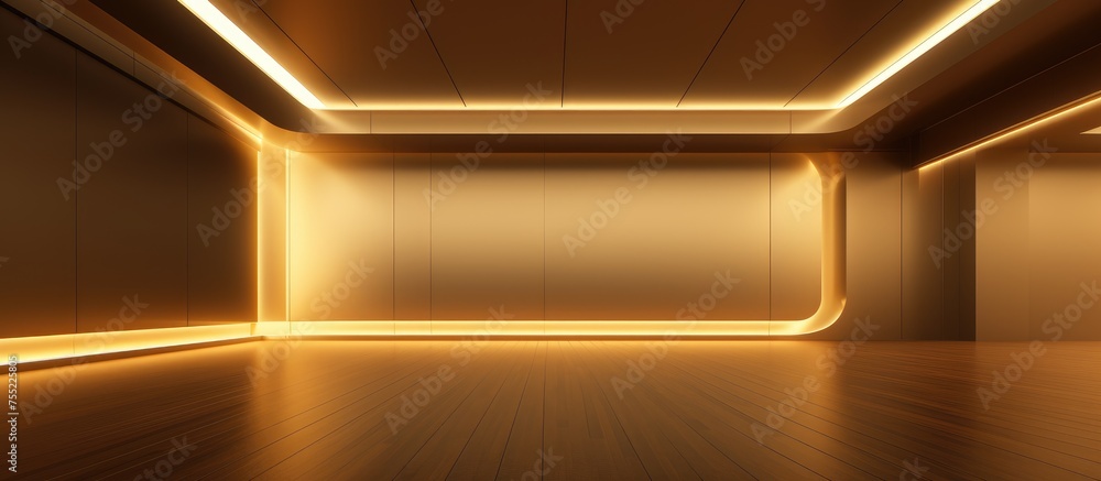 A modern room with minimal lighting, revealing a wooden floor. The design focuses on simplicity and elegance, creating a cozy atmosphere. A modern room with minimal lighting, revealing a wooden floor. The design focuses on simplicity and elegance, creating a cozy atmosphere.