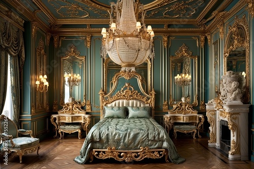Sumptuous Gilded Age Bedroom Decor: Luxurious Textures and Grand Chandeliers photo