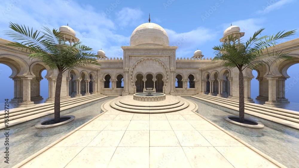 Fototapeta premium 宮殿の中庭 3DCGレンダリング