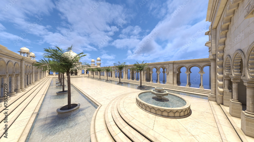 Obraz premium 宮殿の中庭 3DCGレンダリング