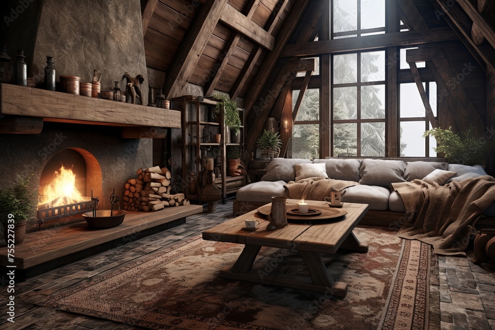 Textured Rugs in Rustic Barn Conversion Living Room Decor: Cozy Underfoot Comfort