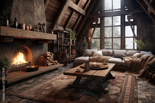 Textured Rugs in Rustic Barn Conversion Living Room Decor  Cozy Underfoot Comfort