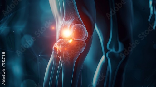 Knee joint pain osteoarthritis concept background