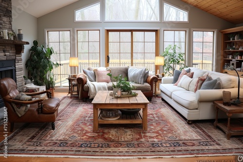 Farmhouse Tables and Vintage Rugs  Rustic Farmhouse Living Room Ideas for an Inviting Space