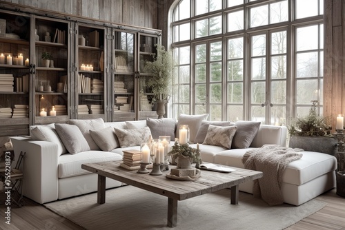 Distressed Wood Delight: Rustic Farmhouse Living Room Ideas and Shabby Chic Decor Inspiration © Michael