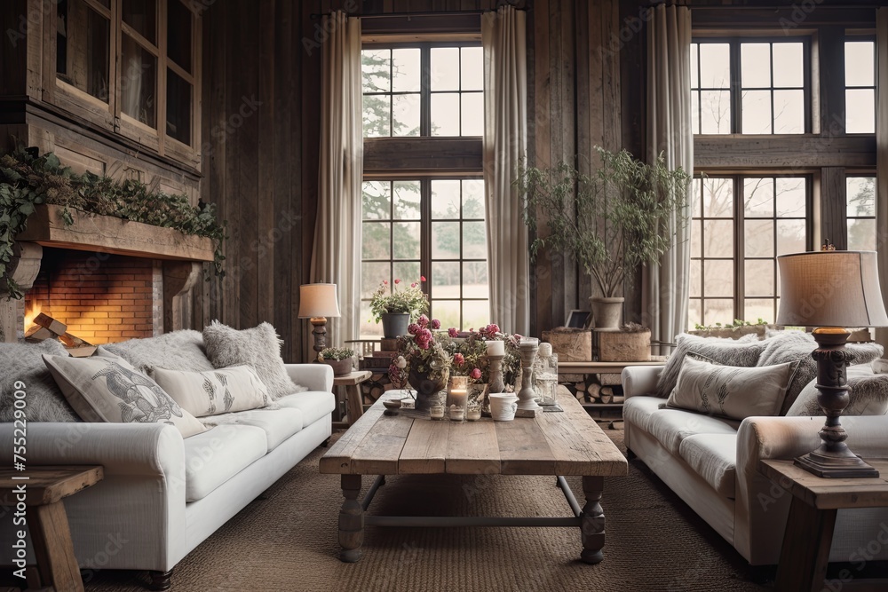 Vintage Rustic Farmhouse Living Room Decor: Cozy Seating and Ideas