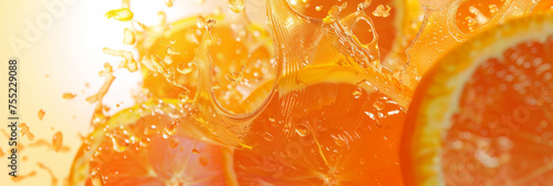 an orange juice splash with oranges, generative AI