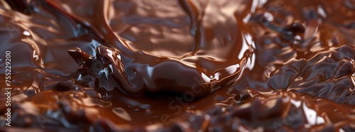 Macro photography captures the jawdropping moment of melted chocolate pouring into a bowl  creating a mesmerizing art in cuisine