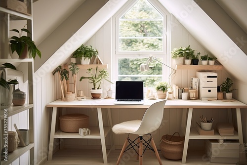Natural Light Scandi-Minimalist Home Office Inspiration with Green Plants © Michael
