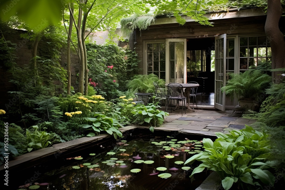 Tranquil Water Features in Secret Garden Patio Pond Designs