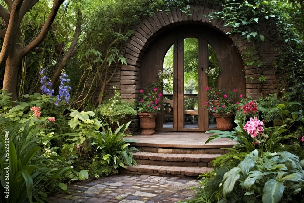 Fototapeta premium Enchanting Secret Garden Patio Designs: Discover Hidden Doors and Secret Passages