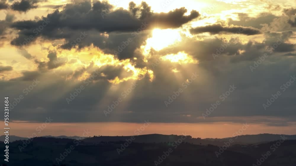 Rays Of Sun At Sunset Landscape Mountains Brazil. Country Ranch Tranquility. Countryside Dramatic Sky Rural Illumination. Countryside Agro Rural Sky Panning Wide. Rays Of Sun At Sunset Landscape Mountains Brazil. Country Ranch Tranquility. Countryside Dramatic Sky Rural Illumination. Countryside Agro Rural Sky Panning Wide.