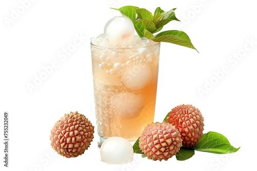 Lychee tea ice isolated on a transparent background. PNG is transparent.