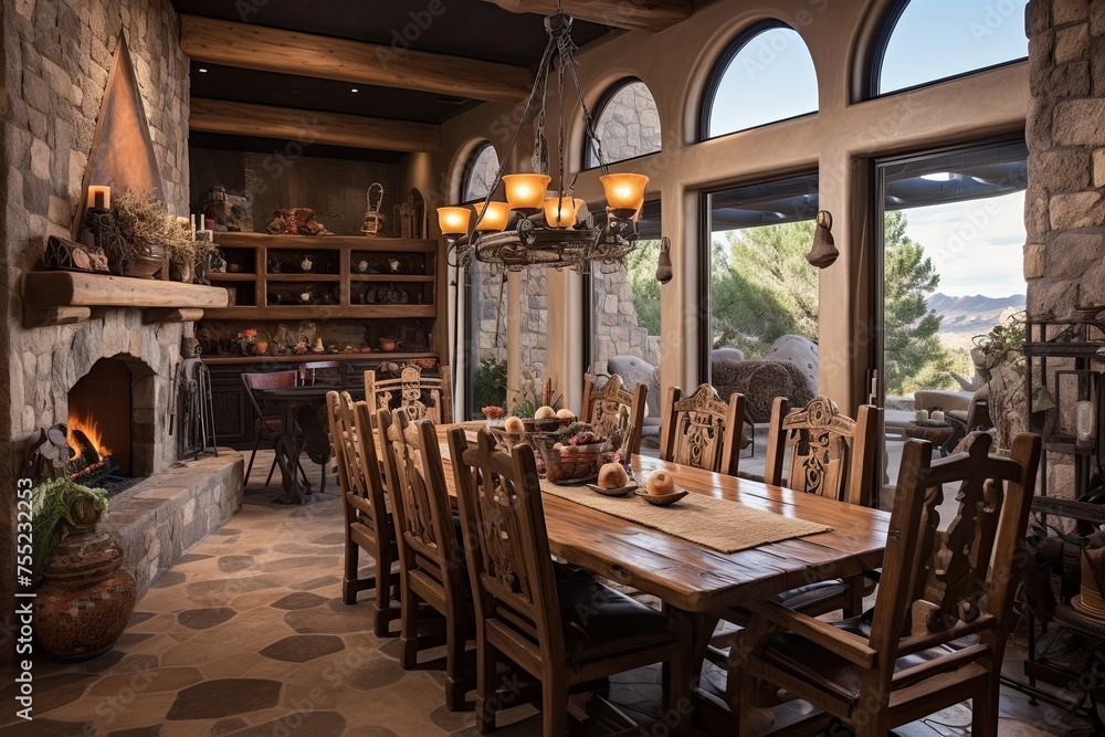 Stone Floor Desert Dining Room Ideas for a Cool and Durable Soutwestern Vibe