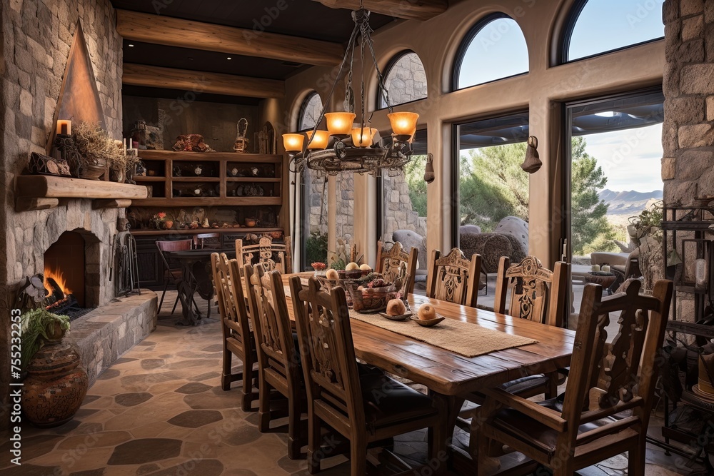 Fototapeta premium Stone Floor Desert Dining Room Ideas for a Cool and Durable Soutwestern Vibe
