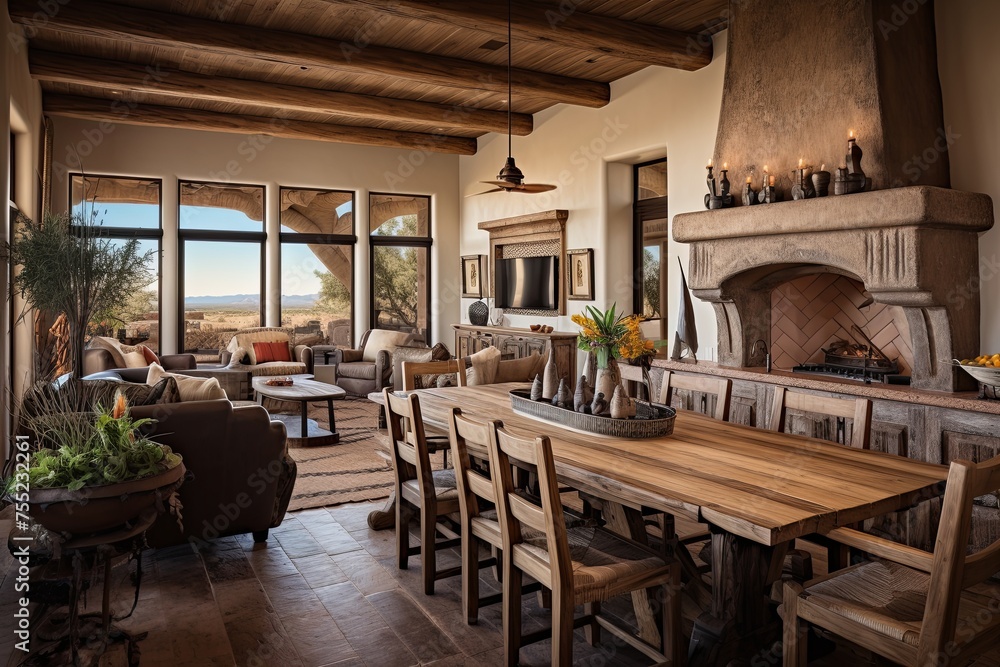 Reclaimed Wood Rustic Charm: Southwestern Desert Dining Room Ideas