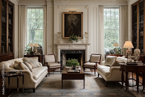 Classic Elegance: Stately Federal Style Living Room Decors Brimming with Historic Charm and Refined Style