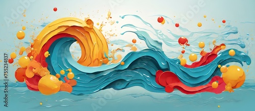 splash and waves in vector abstract shape AI 4K