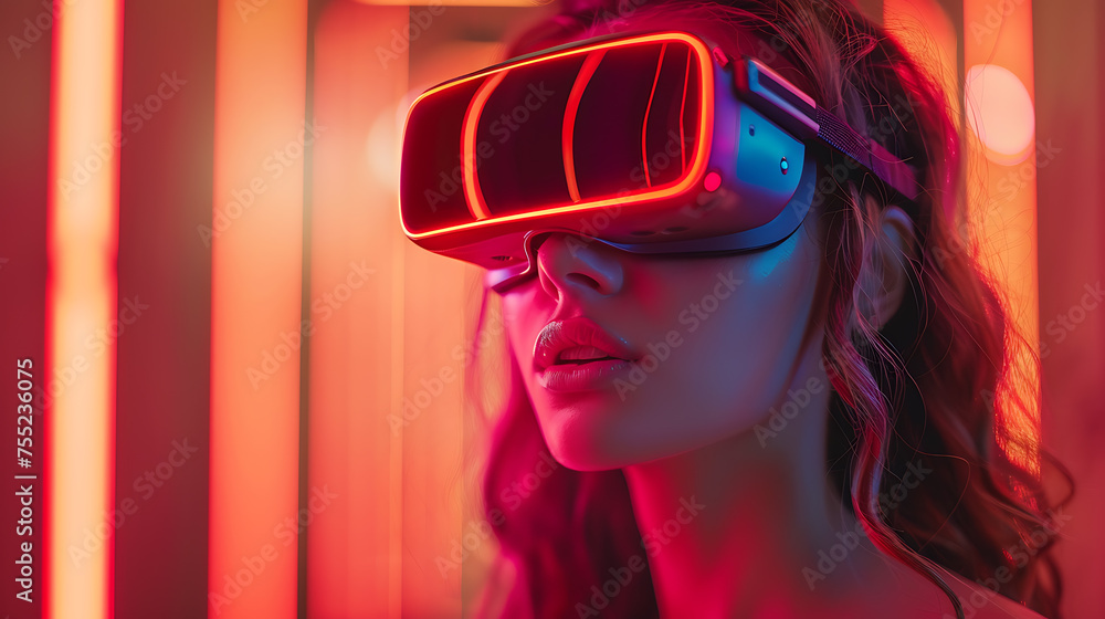 beautiful girl at virtual reality glasses beautiful girl at virtual reality glasses