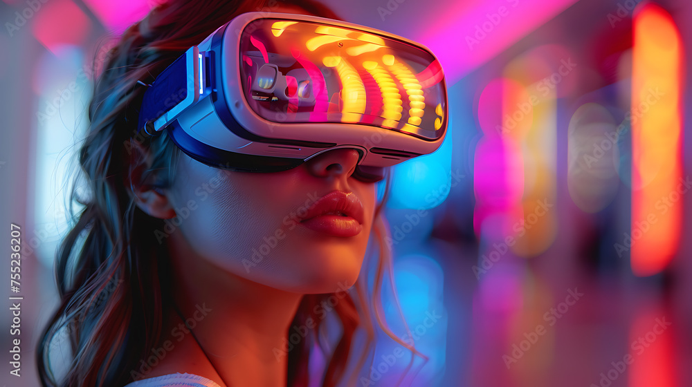 beautiful girl at virtual reality glasses beautiful girl at virtual reality glasses