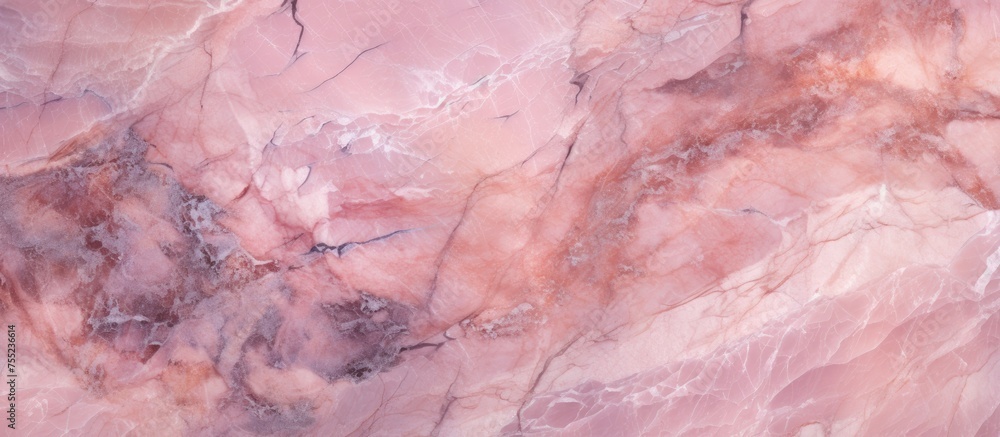 This close-up view showcases the intricate patterns and smooth surface of a pink marble texture. The high resolution image highlights the fine details of this Italian slab marble, This close-up view showcases the intricate patterns and smooth surface of a pink marble texture. The high resolution image highlights the fine details of this Italian slab marble,
