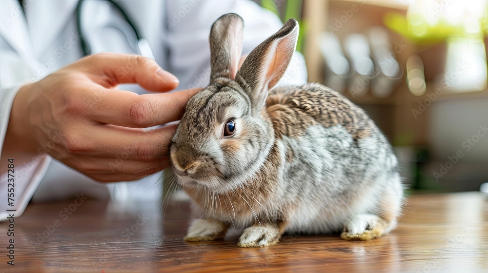Fototapeta premium Rabbit veterinary veterinarian treatment doctor office wallpaper background