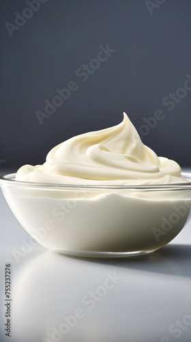 Delightful and Rich Fresh Cream in a Bowl - High Quality Dairy Themes in Cooking and Baking