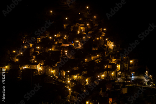 The historical village of Piódão is reminiscent of a crib because of the harmonious way in which its houses are arranged in the form of an amphitheatre. At night, this picture is particularly magnific photo