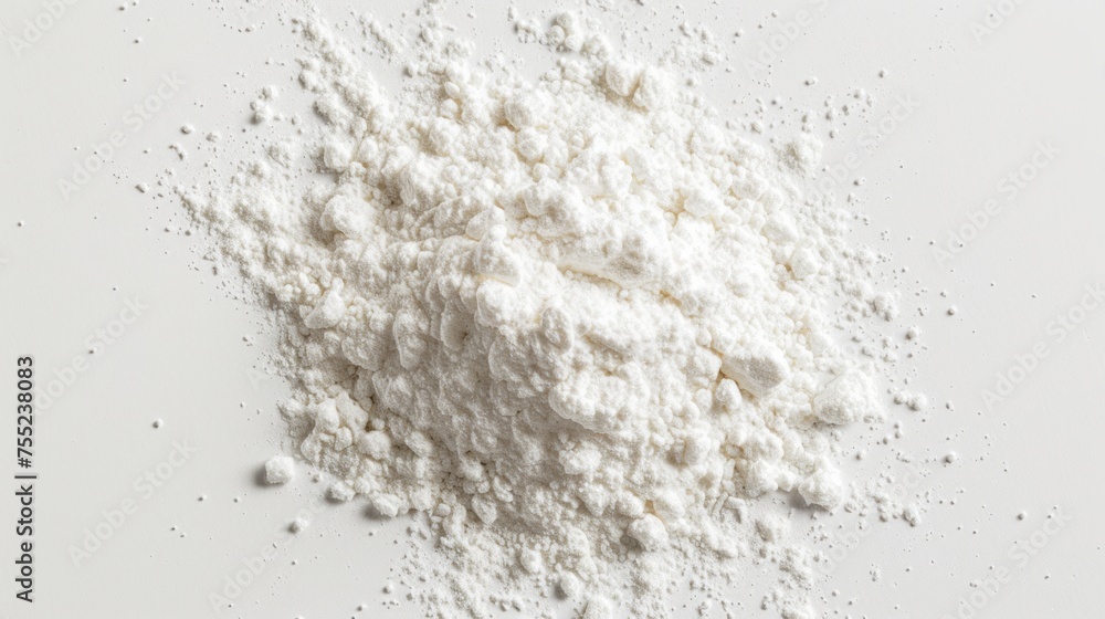 Isolated image of baking powder on a solid white background. Kitchen must-have.