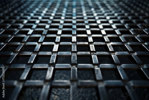 Digital art of a dark metallic grid pattern on an alloy sheet photo