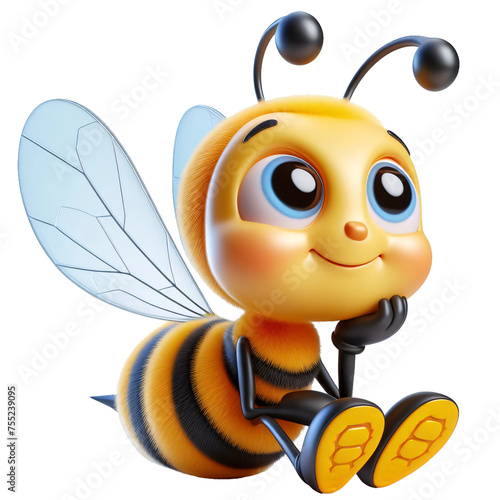 Cute Cartoon Bee Png Sticker Design photo