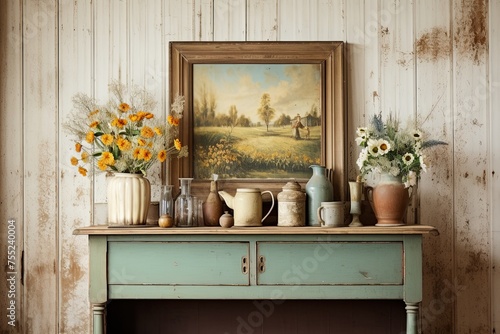 Vintage Farmhouse Living Room Decor: Antique Wall Decor and Family Heirlooms Showcase © Michael