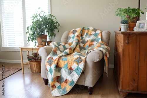 Quilted Throws and Handmade Charm: Vintage Farmhouse Living Room Decor © Michael