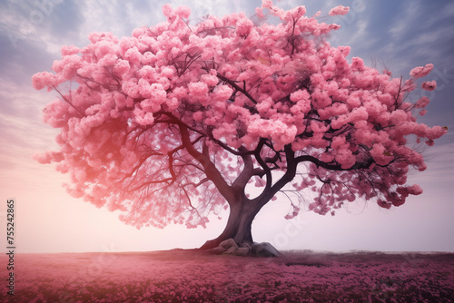 Pink cherry blossom tree in bloom