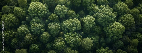A birds eye view of a dense forest filled with a variety of trees, plants, and groundcover creating a lush green canopy of natural beauty