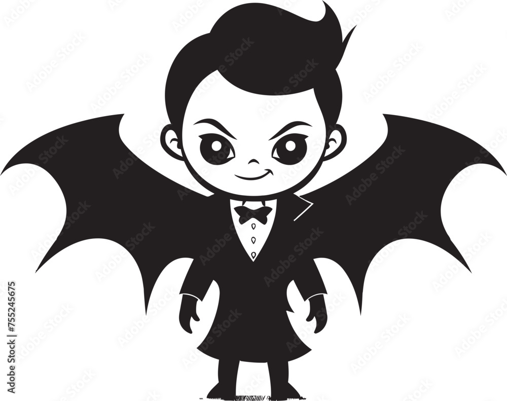 Charming Vampire Adorable Vector Logo with Sharp Wings Whimsical Dracula Sweet Dracula Icon in Vector Charming Vampire Adorable Vector Logo with Sharp Wings Whimsical Dracula Sweet Dracula Icon in Vector