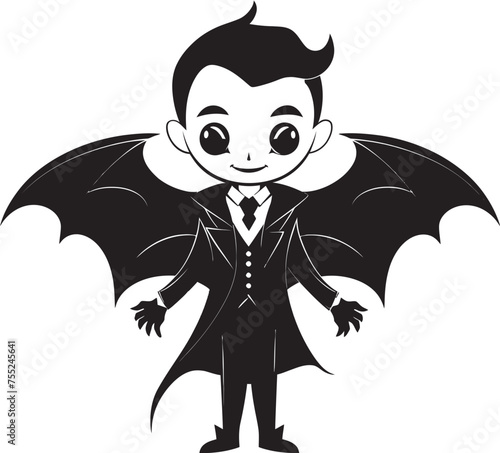 Playful Wings Cute Dracula Icon in Vector Design Magical Vampire Dracula Emblem in Vector Delight