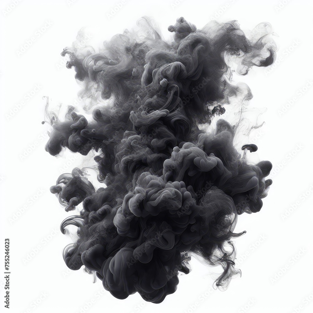 Realistic dark smoke and clouds isolated on a white background Realistic dark smoke and clouds isolated on a white background