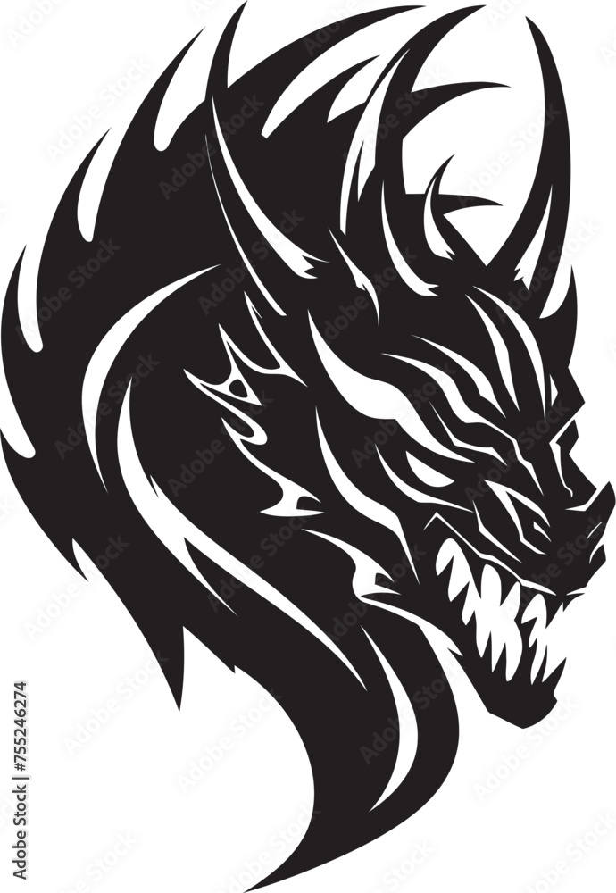 Fototapeta premium Fierce Protector Vector Dragon Head Emblem Ancient Sentinel Dragon Head Logo in Vector