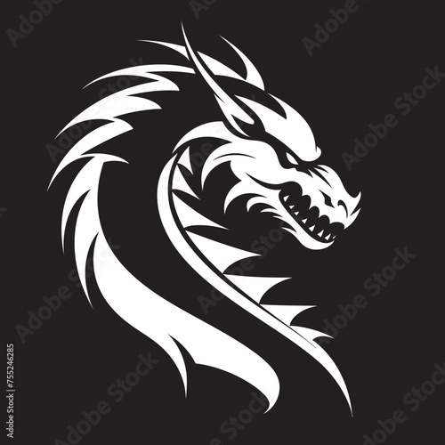 Wallpaper Mural Winged Protector Dragon Head Icon in Vector Eternal Symbol Head Logo Design with Dragon Torontodigital.ca