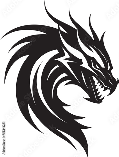 Fiery Sentinel Vector Logo with Dragon Head Serpentine Symbol Dragon Head Icon in Vector © BABBAN