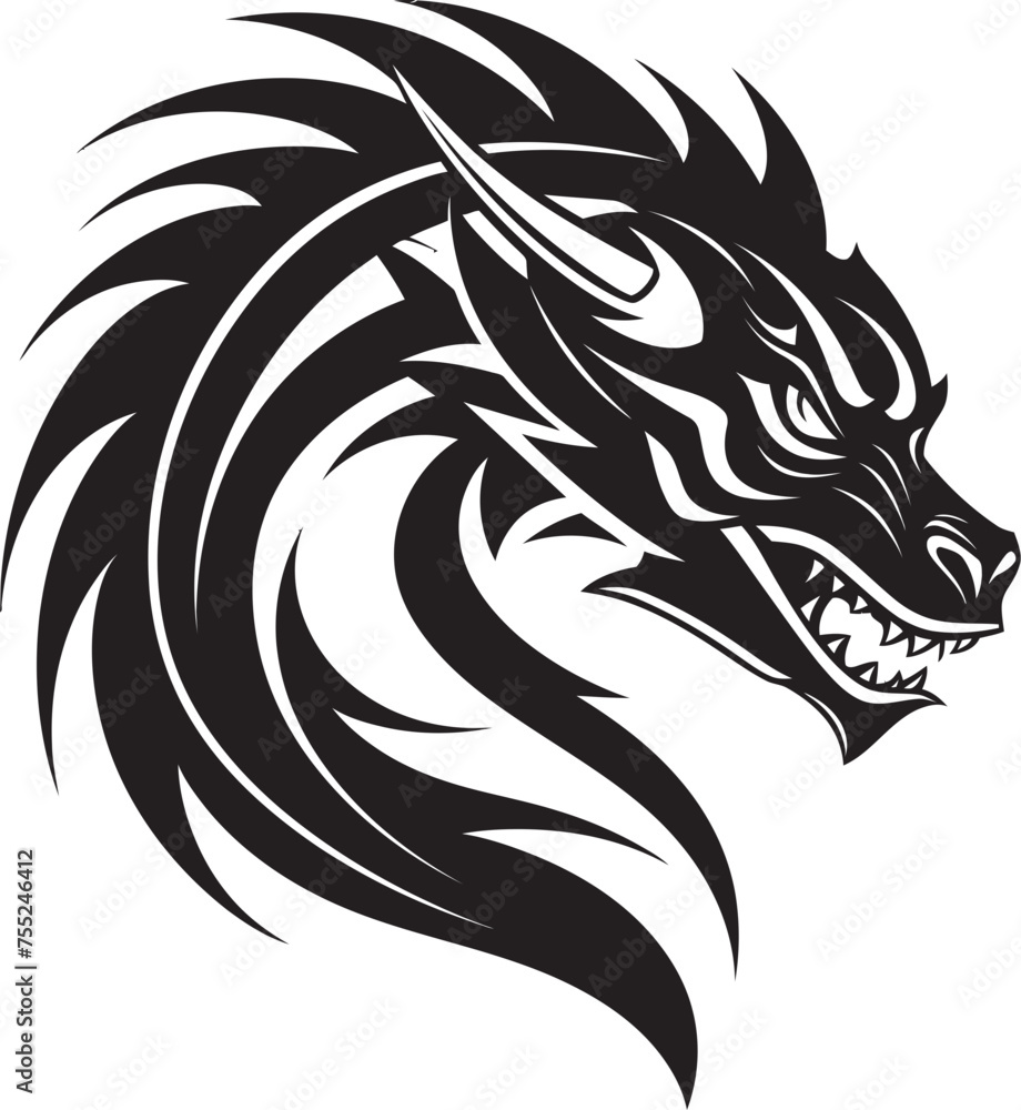 Ancient Majesty Dragon Head Logo in Vector Fiery Sentinel Vector Logo with Dragon Head