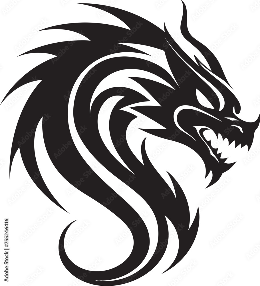 Fierce Herald Vector Dragon Head Emblem Ancient Majesty Dragon Head Logo in Vector