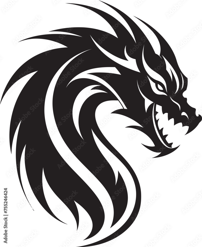 Celestial Vigil Vector Logo with Dragon Head Winged Flame Dragon Head Icon in Vector Celestial Vigil Vector Logo with Dragon Head Winged Flame Dragon Head Icon in Vector