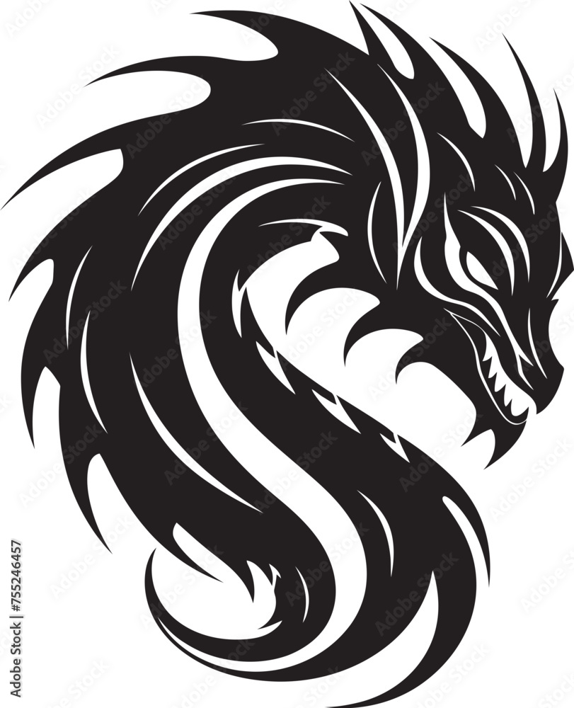 Winged Symbol Dragon Head Icon in Vector Eternal Flame Head Logo Design with Dragon