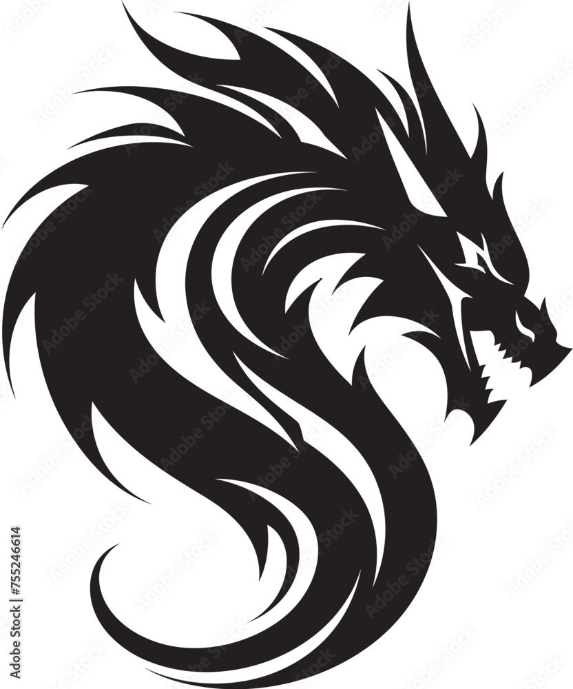 Naklejka premium Infernal Emblem Dragon Head Logo in Vector Royal Firebreather Vector Dragon Head Emblem