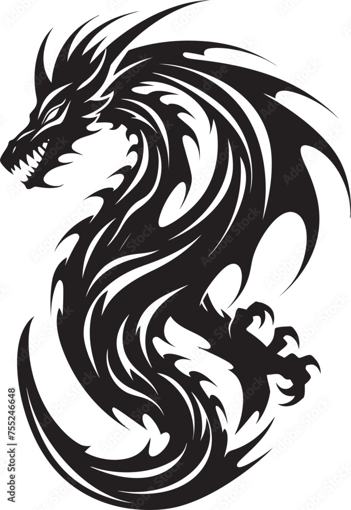 Ancient Fire Dragon Head Emblem in Vector Winged Sentinel Head Logo Design with Dragon Ancient Fire Dragon Head Emblem in Vector Winged Sentinel Head Logo Design with Dragon