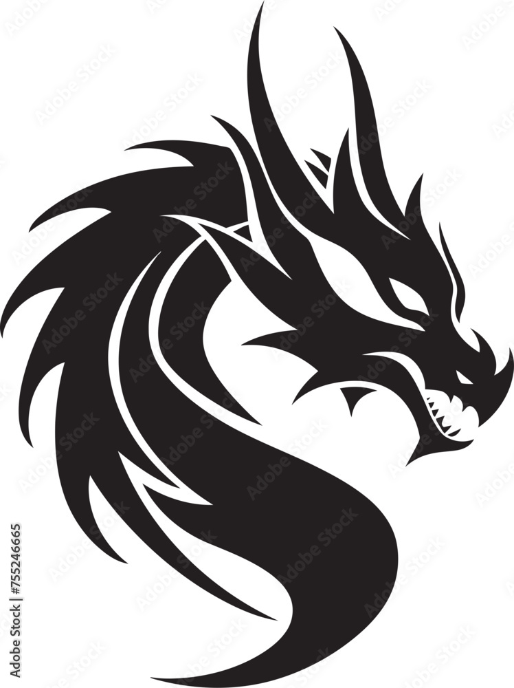 Obraz premium Serpentine Power Vector Logo with Dragon Head Legendary Symbol Dragon Head Emblem in Vector